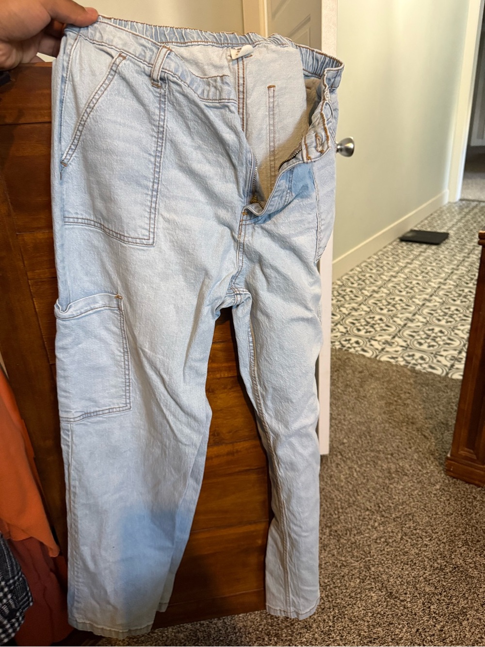 No Boundaries Light Blue Elastic Waist Denim Pants